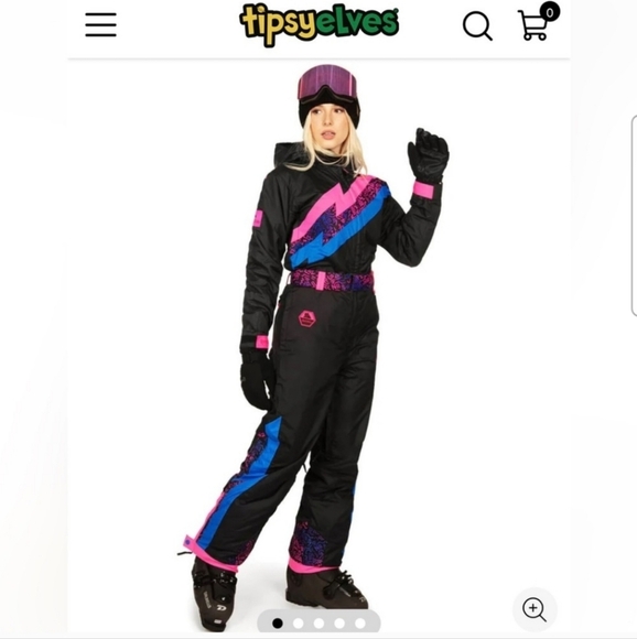 Tipsy Elves Women's Retro Insulated Waterproof One Piece Jumpsuit Size Medium - Picture 1 of 11